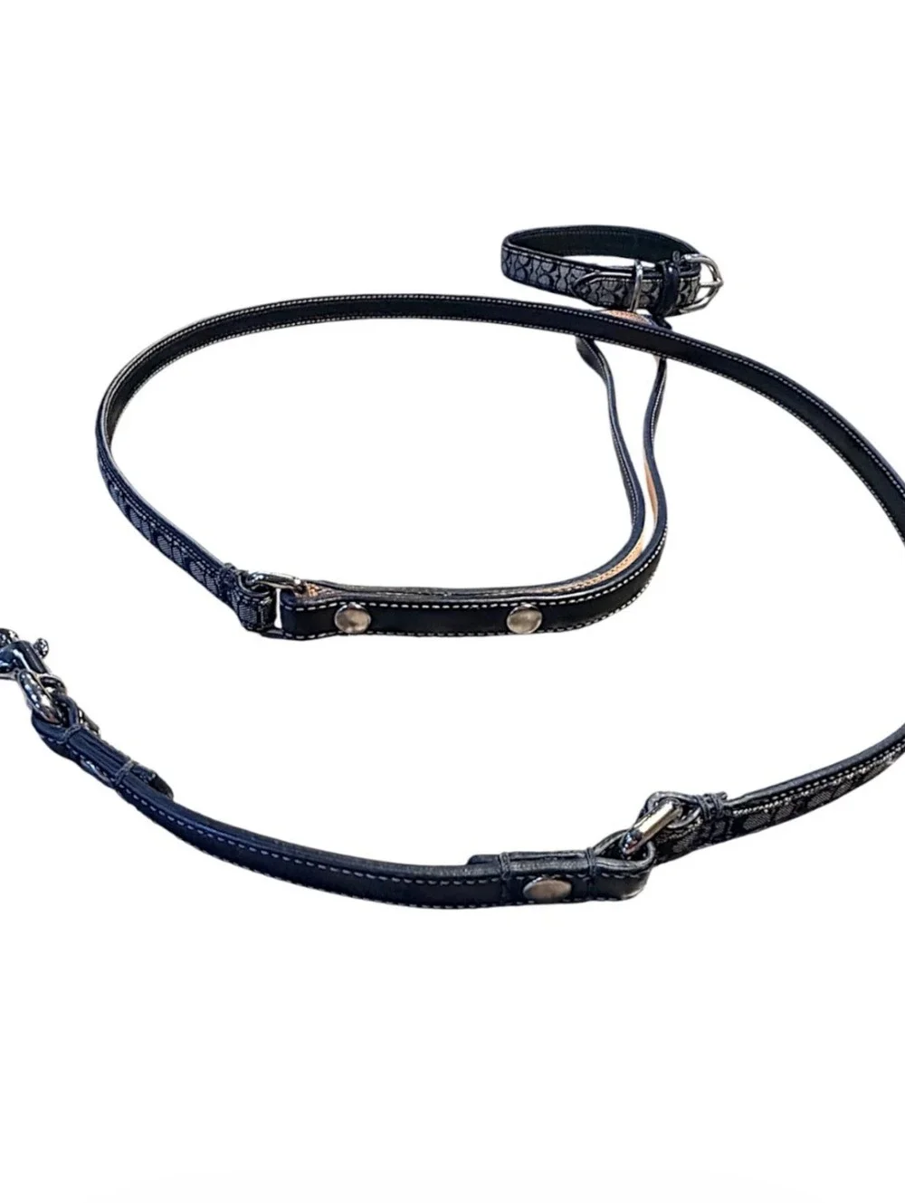 Coach Rare Black Signature Jacquard Authentic Dog Collar and Leash Set